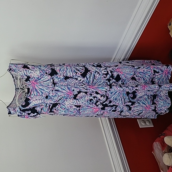 NWOT Lilly Pulitzer Luella Dress Size Medium Blue Pink White - Picture 2 of 5